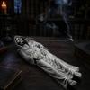 Gifts for Horror Lovers Grim Reaper Incense Stick Holder, Resin Gothic Laying Skeleton Statue Burner, Burner Collectible Tabletop Ornament Meditation