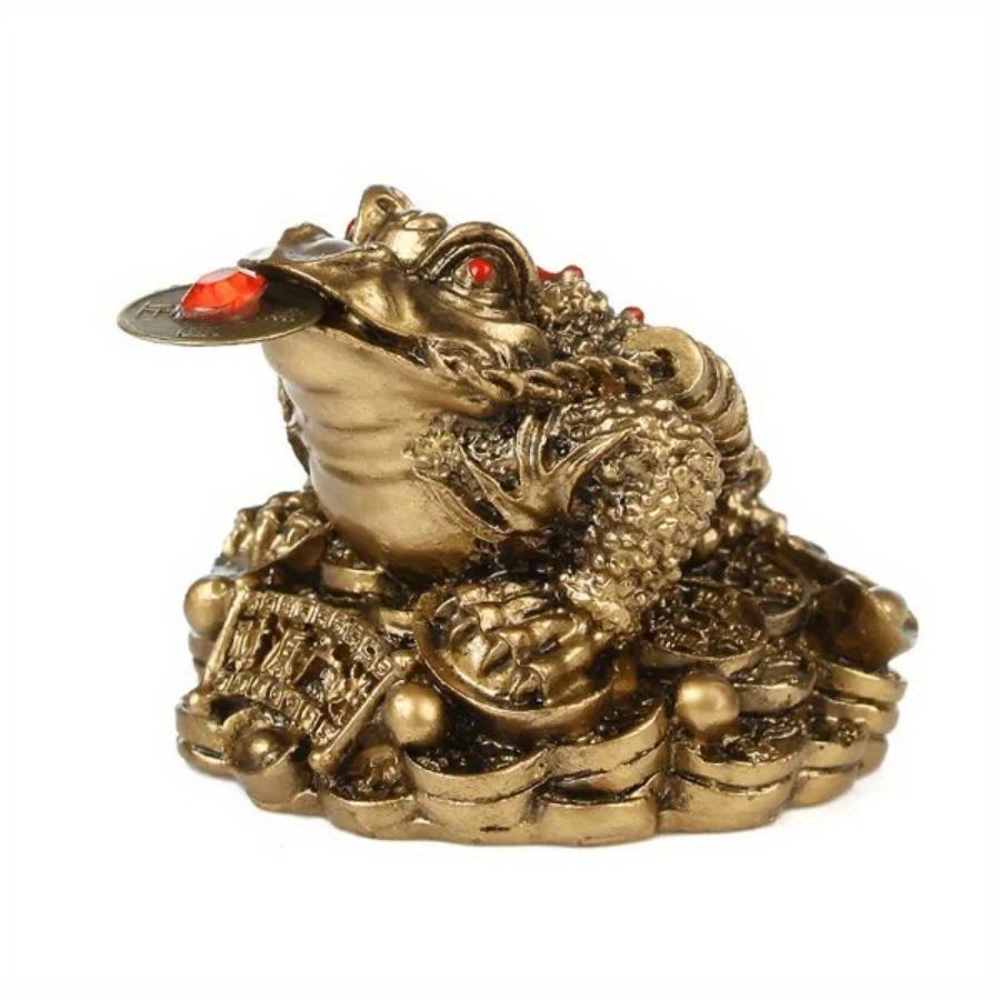 

Feng Shui Lucky Toad, auspicious wealth Chinese frog toad coin, home desk ornament, wealth jewelry коричневий