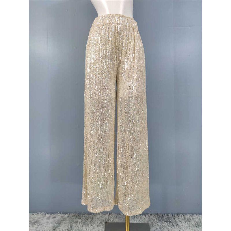 

Экспорт Однотонные Брюки с Завышенной Талией, Стройнящие, Элегантные в Французском Стиле, Ретро, Сценичные, С Пайетками, Блестящие, Свободные, Универсальные, С Широкими Штанинами, Женские Champagne XL(GG)