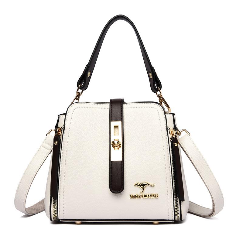 Fashionable Women's Handbag Retro Color Block Lock Small Bucket Crossbody Small Square Bag Casual Women's Shoulder Bag Commuting