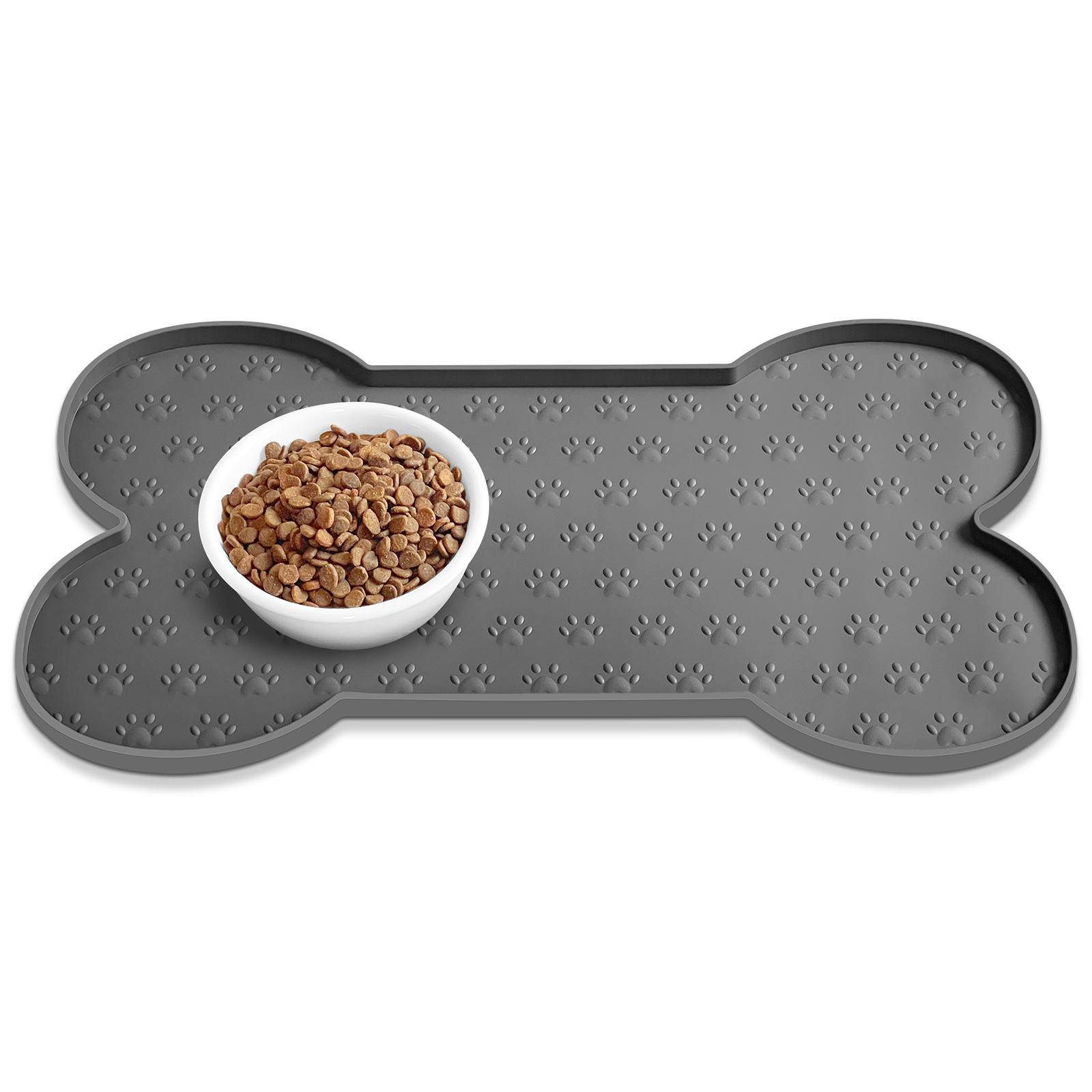 

Pet Feeding Mat Silicone Dog Food Mat Anti-Slip And Waterproof Dog Bowl MatThickened Dog And Cat Mat For Food And Water 49.4X25cm серый