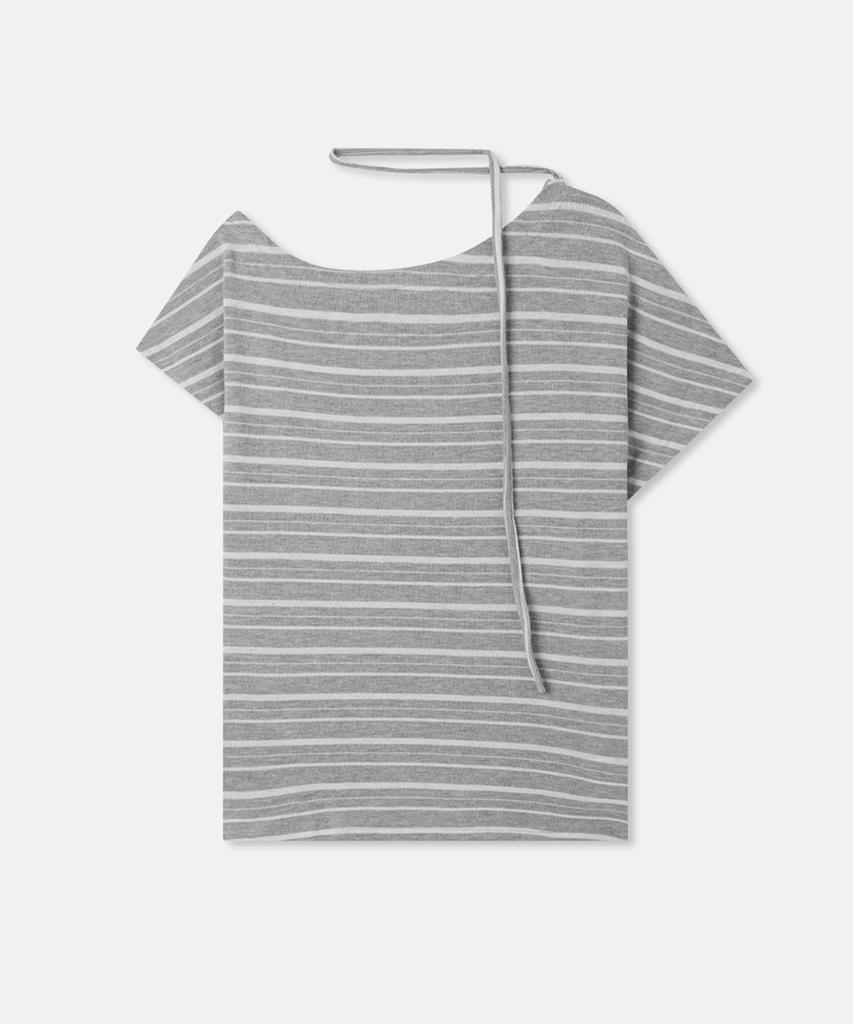 MIXXO Striped Tie Short Sleeve T-Shirt_Miwhwg40Ss