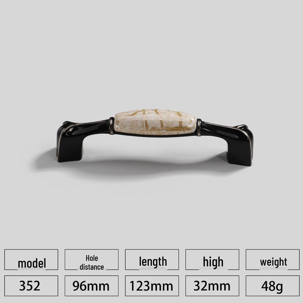 European Style Black & White Plum Blossom Ceramic Cabinet Handle