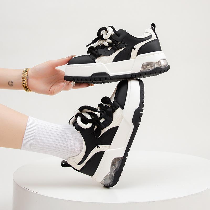 Bread Shoes Women's Spring New Board Shoes Platform-soled Casual Versatile Heightening Shoes Breathable Leather Sports Little White Shoes Women's Shoe
