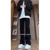 Schwarze Seitenreißverschluss Weiden-Krummsäbel Jeans Herren Herbst und Winter Amerikanische High Street Samt Gerade Slim-Fit Micro-Stretch Hose
