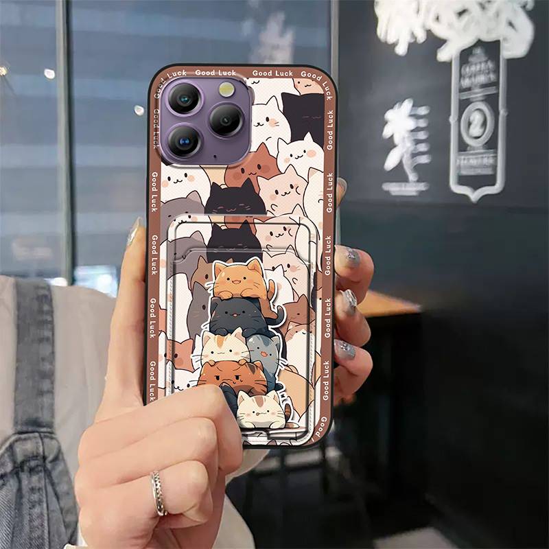 Cute Card sleeve Phone Case For Blackview A96 Full wrap Cartoon TPU Durable Back Cover Anti-knock Graffiti Anti-dust