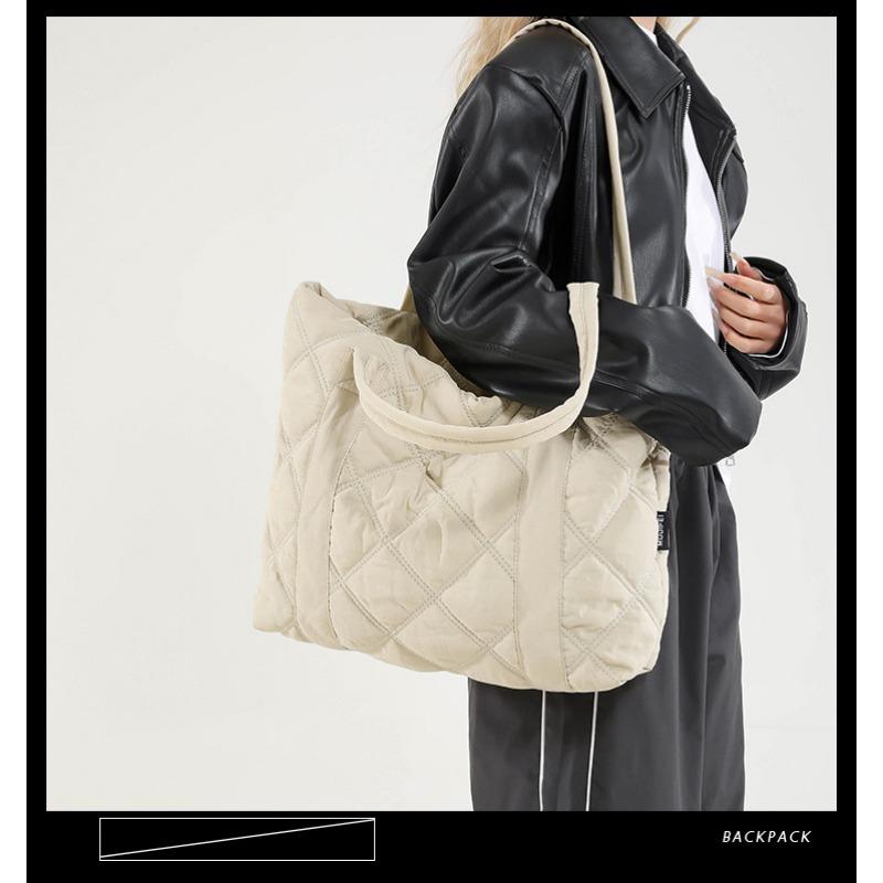 Ladies' Large Capacity Casual Nylon Cloth Shoulder Bag, Solid Color Tote Bag