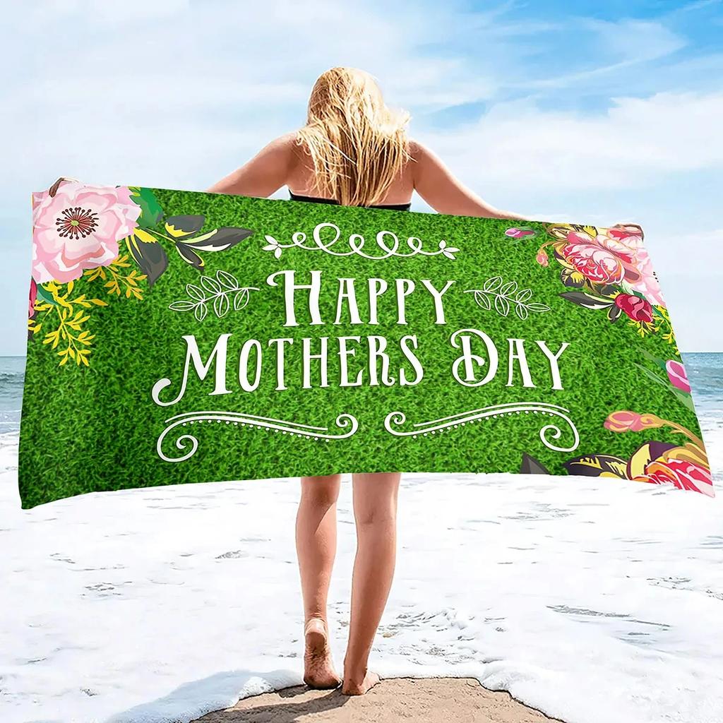 Happy Mother's Day Beach Towel Quick Dry Sand Free Bath Towel For Women Gift Microfiber Swimming Cover Lightweight Face Towels