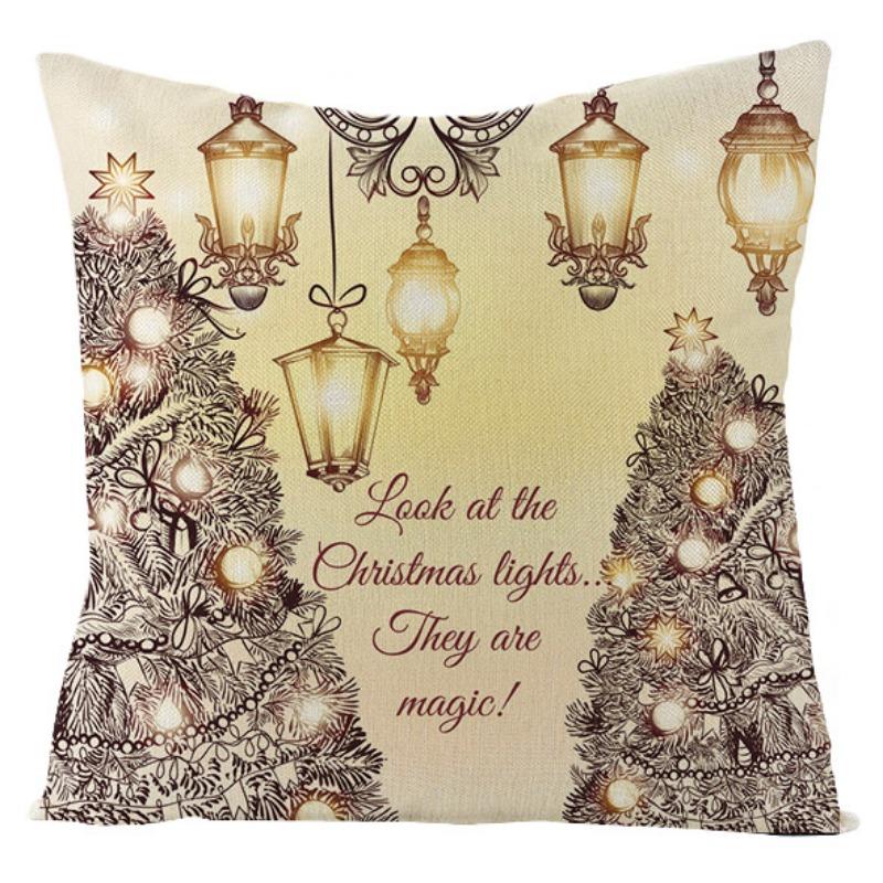 New Christmas Snowman Christmas Tree Linen Pillow Cover Festive Home Sofa Pillow Cover