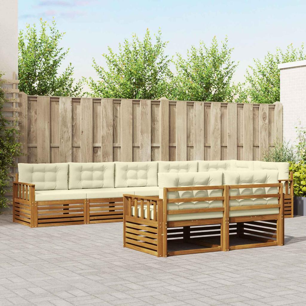 Outdoor Sofa Set with Cushions 8 pcs Natural and Cream