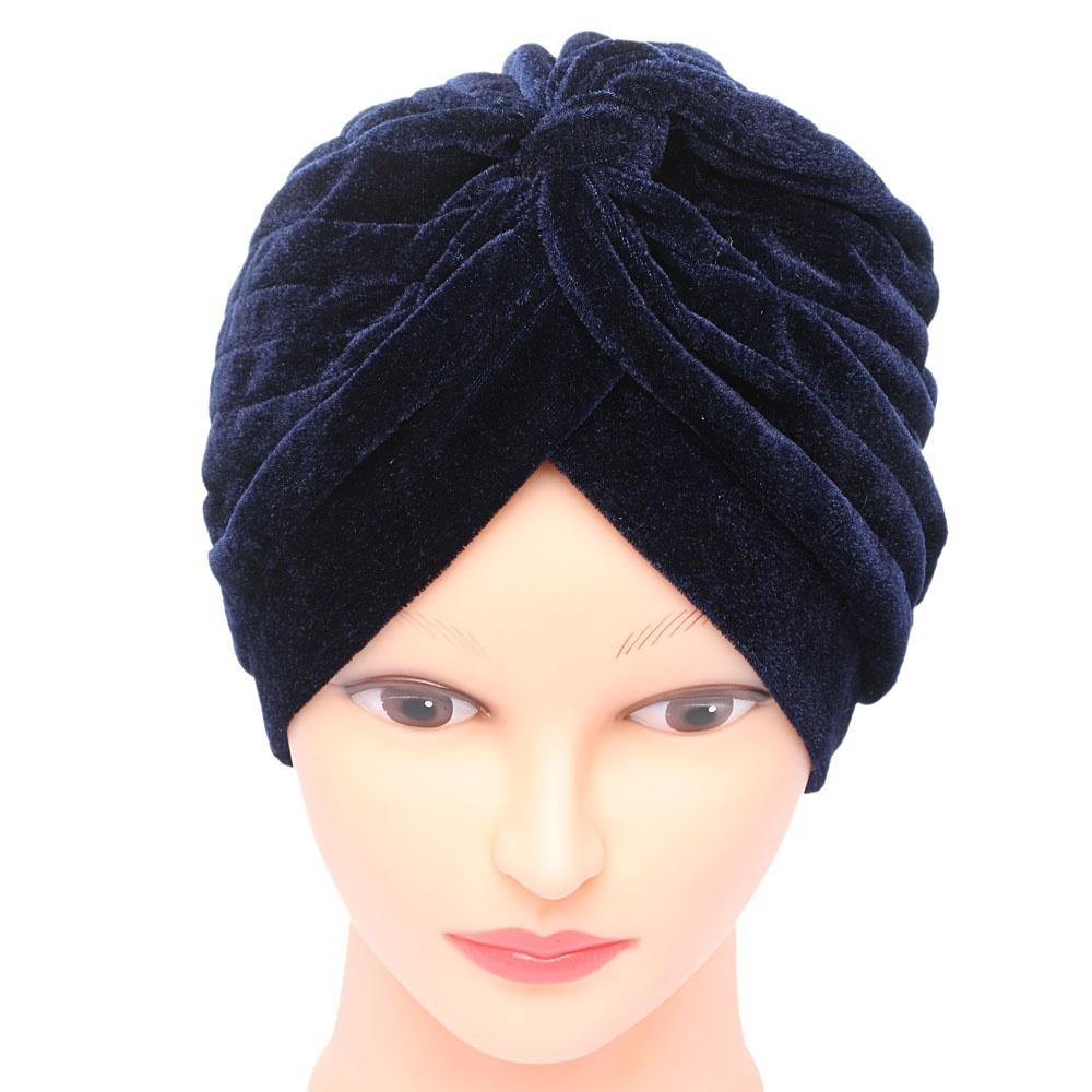 1 pezzo Moda Vogue Musulmano Fazzoletti in Velluto Dorato India Copricapo da Donna Cappello Caldo Berretto Nuovo