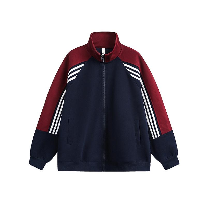 

Custom Logo Streetwear Color Block Sweatshirt Stand Collar Cardigan Jacket Long Sleeve Extra Large