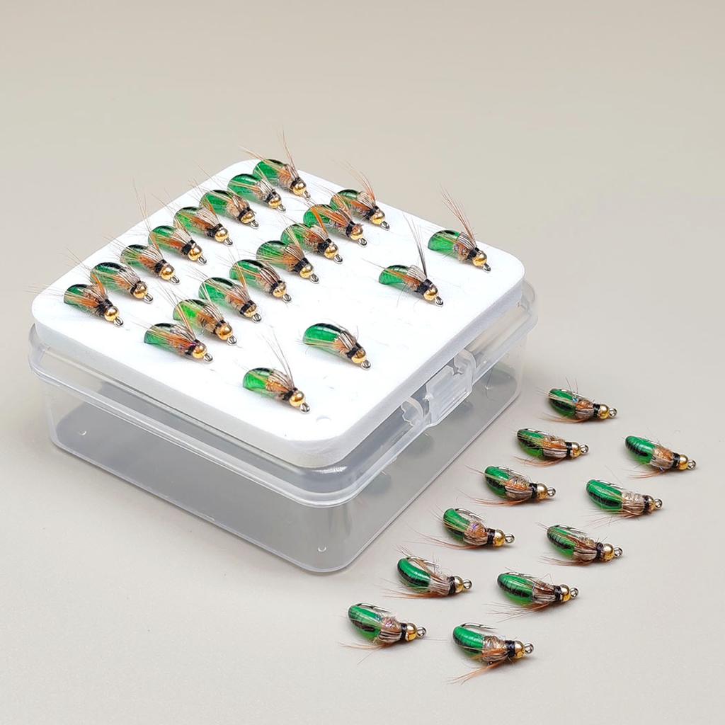Fly Fishing Flies 21Pcs Artificial Dry Flies Nymph Bait for Fishing Trout/Perch/Salmon Fishing Lure Artificial Fishing Bait (with Flies Box)