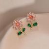 High-End Sparkle Zirconia Flower Stud Earrings & Necklace for Women - Versatile Luxury Design