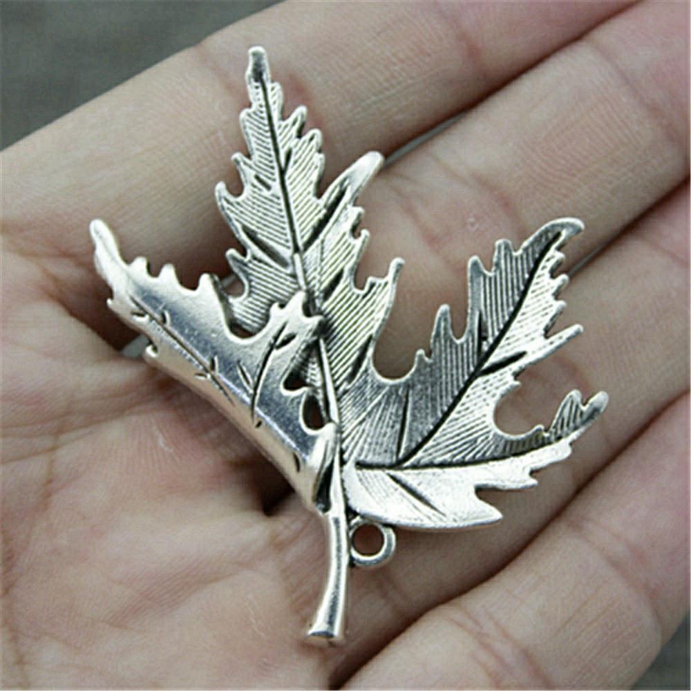 Foglie Grandi Dettagliate Fascino Botanico Bronzo Antico Lega di Zinco Materiali per la Creazione di Gioielli Stile Fabbricante di Gioielli Fascini Metallici