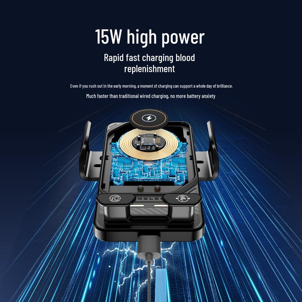 15W Auto-Clamping Wireless Charging Phone Holder for Car