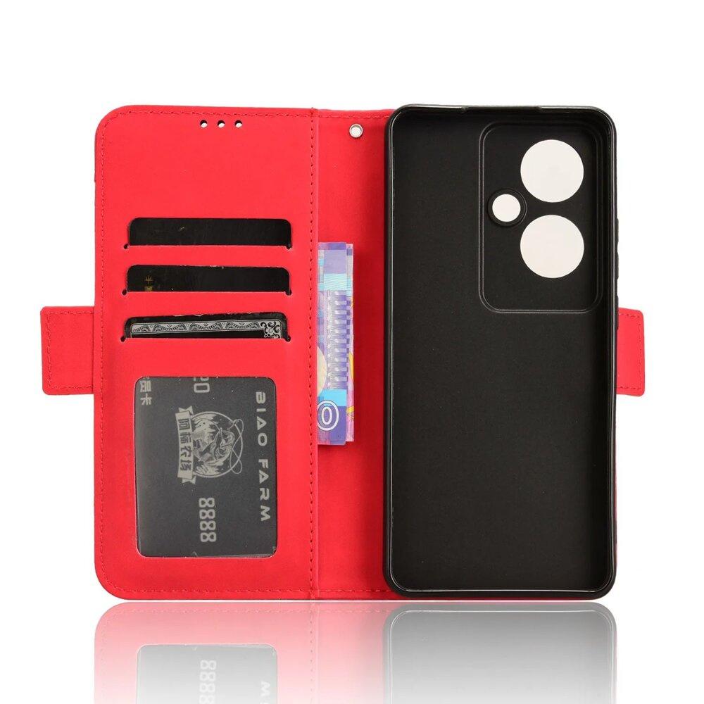 Flip Case for Oppo Reno 11F 5G, Card Slot, Red