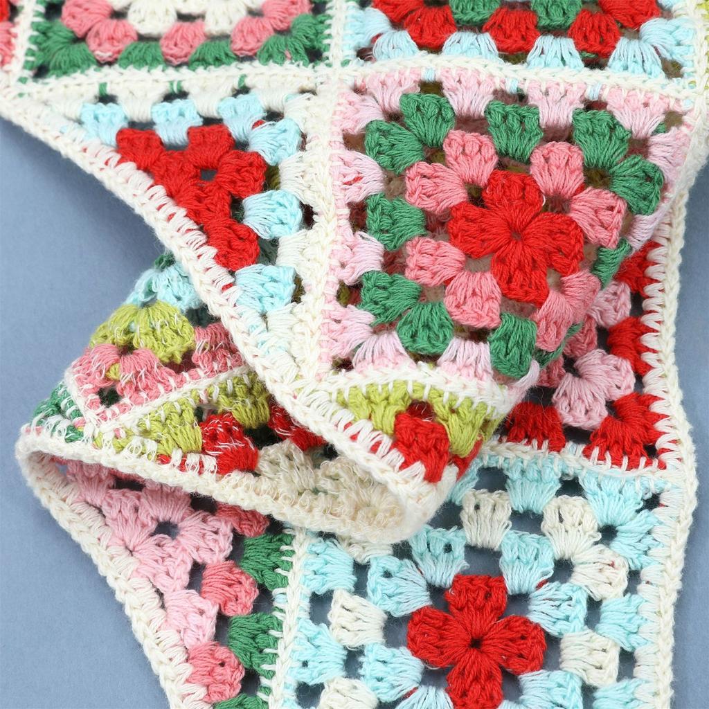Knitted Flower Headscarf for Female Spring Hollowed Hairband Decorative Headwrap Music Festival Hairscarf Photo Headband