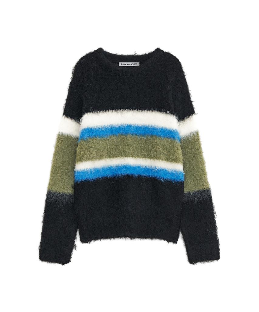 SUNBURNPROJECT Hairy Color Block Knit, Black