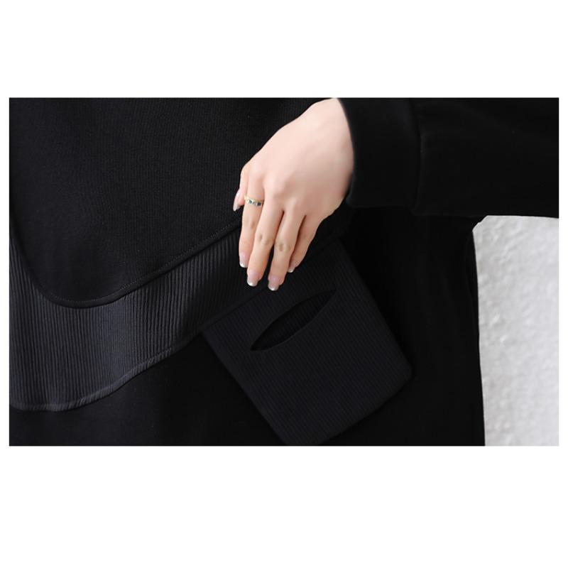 DIMANAF 2025 Autumn Plus Size Women Hoodies Shirts Long Sleeve T-shirt Loose Casual Tops Tees Black