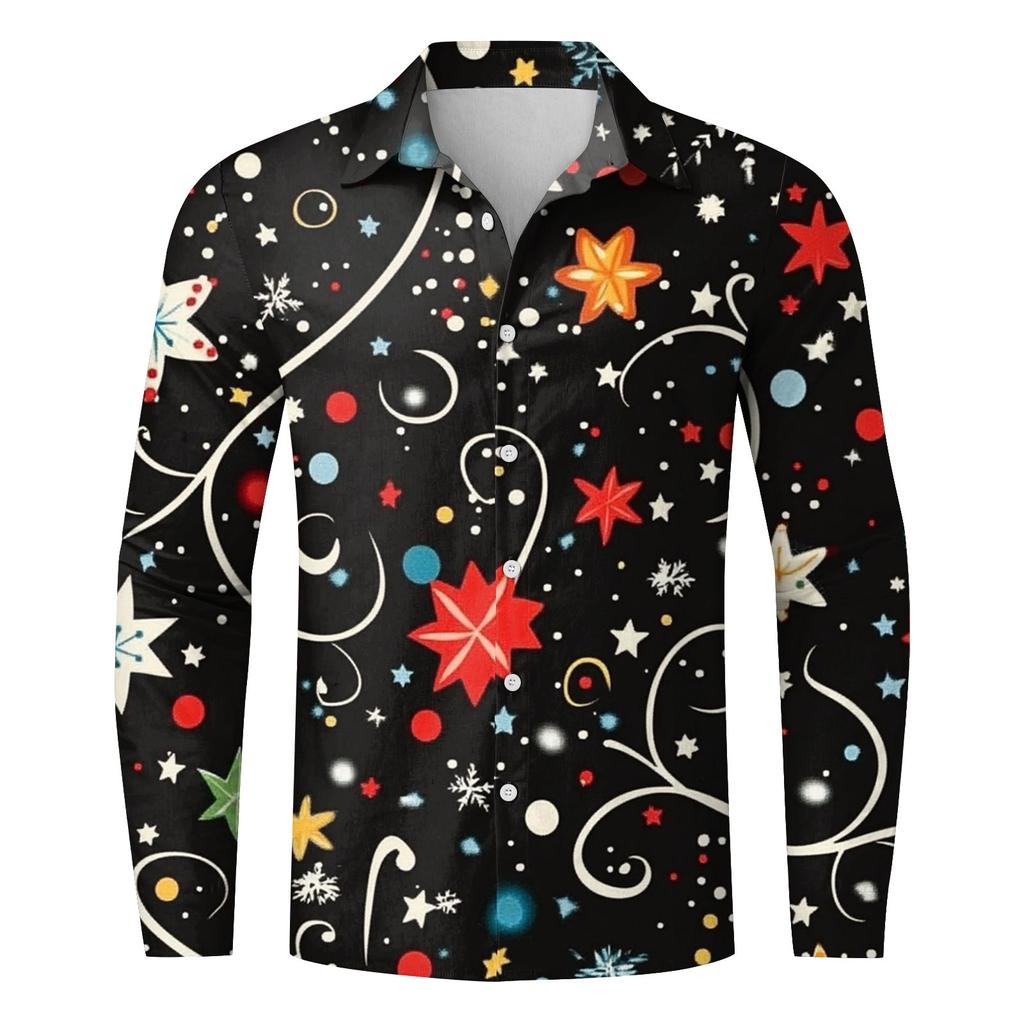 Men'S Casual Loose Fitting Long Sleeved Shirt Fashionable Lapel Shirt Top