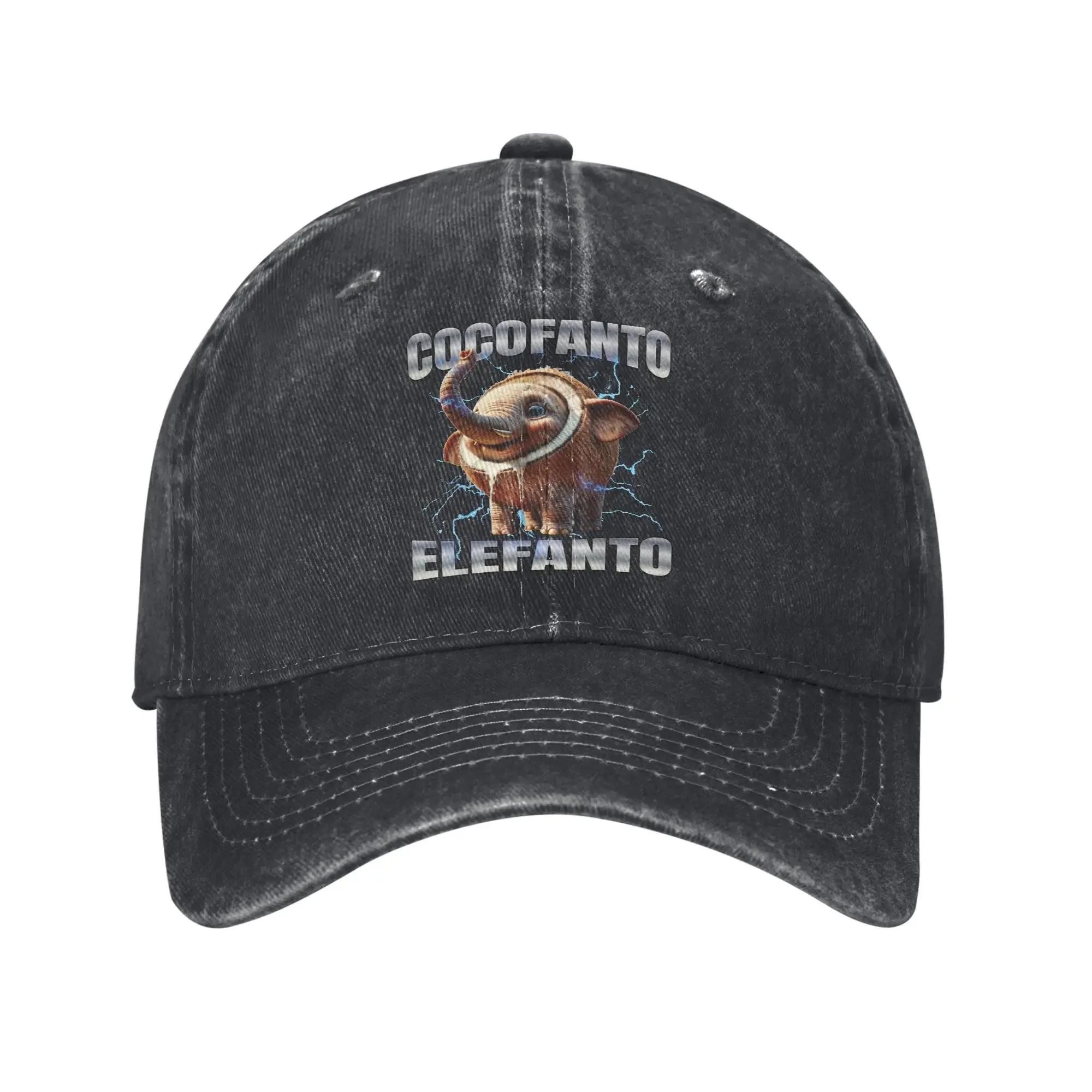 Cocofanto Elefanto Funny Italian Brainrot Meme Unisex Style Baseball Caps Distressed Cotton Hats Cap Summer Gift Sun Cap One Size