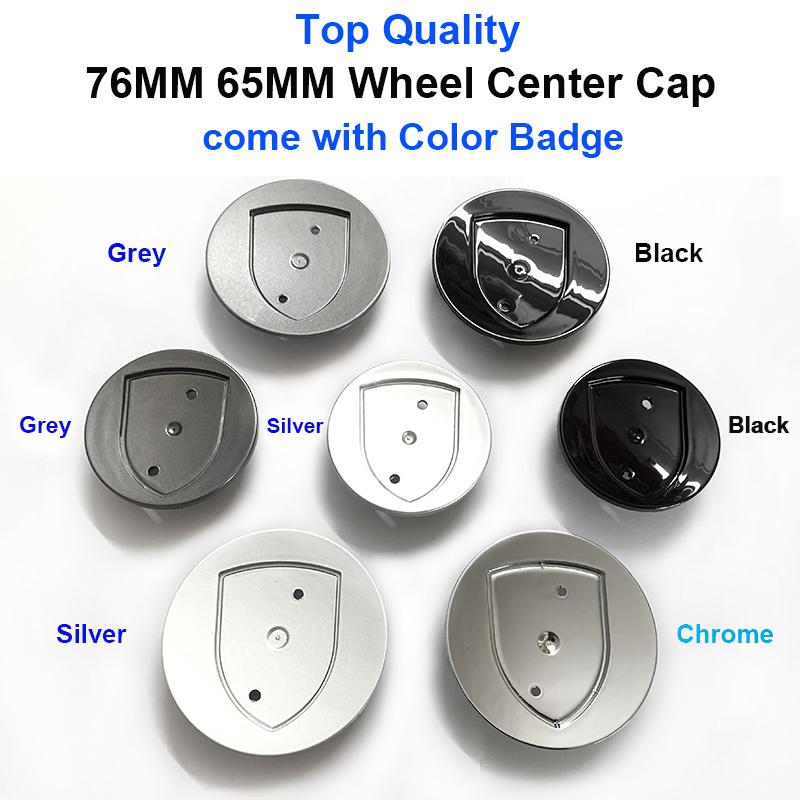 High Quality 4pcs 76/65MM Wheel Center Cap with Color Logo Crest Emblem Badge Wheel Cover Rims for GTS GT2 GT3 S 4 Car Styling 76MM Silver Gold