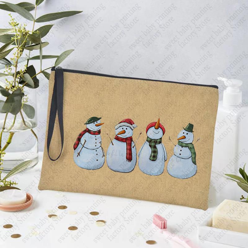 Merry Christmas Linen Storage Supplies Bags Travel Lipstick Bag Xmas Ornament Pouch Toilet Makeup Bolsas for Coffee Enthusiasts
