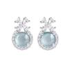 Natural blue water jadeite sterling silver stud earrings S925 silver inlaid fresh and sweet beautiful women's earrings fashion jewelry gifts