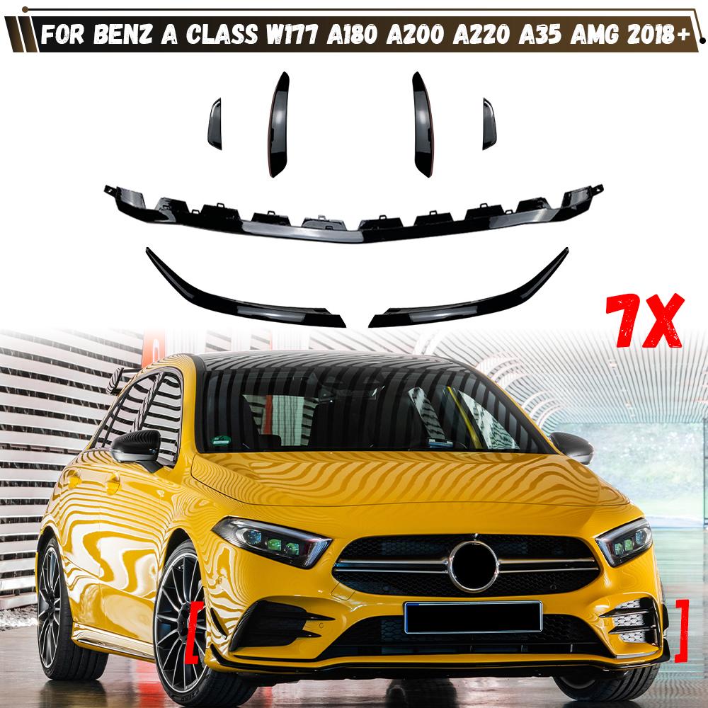 Voor Mercedes Benz A Klasse W177 A180 A200 A220 A35 AMG 2018+ Voorbumper Lip Spoiler Splitters Canards Vents