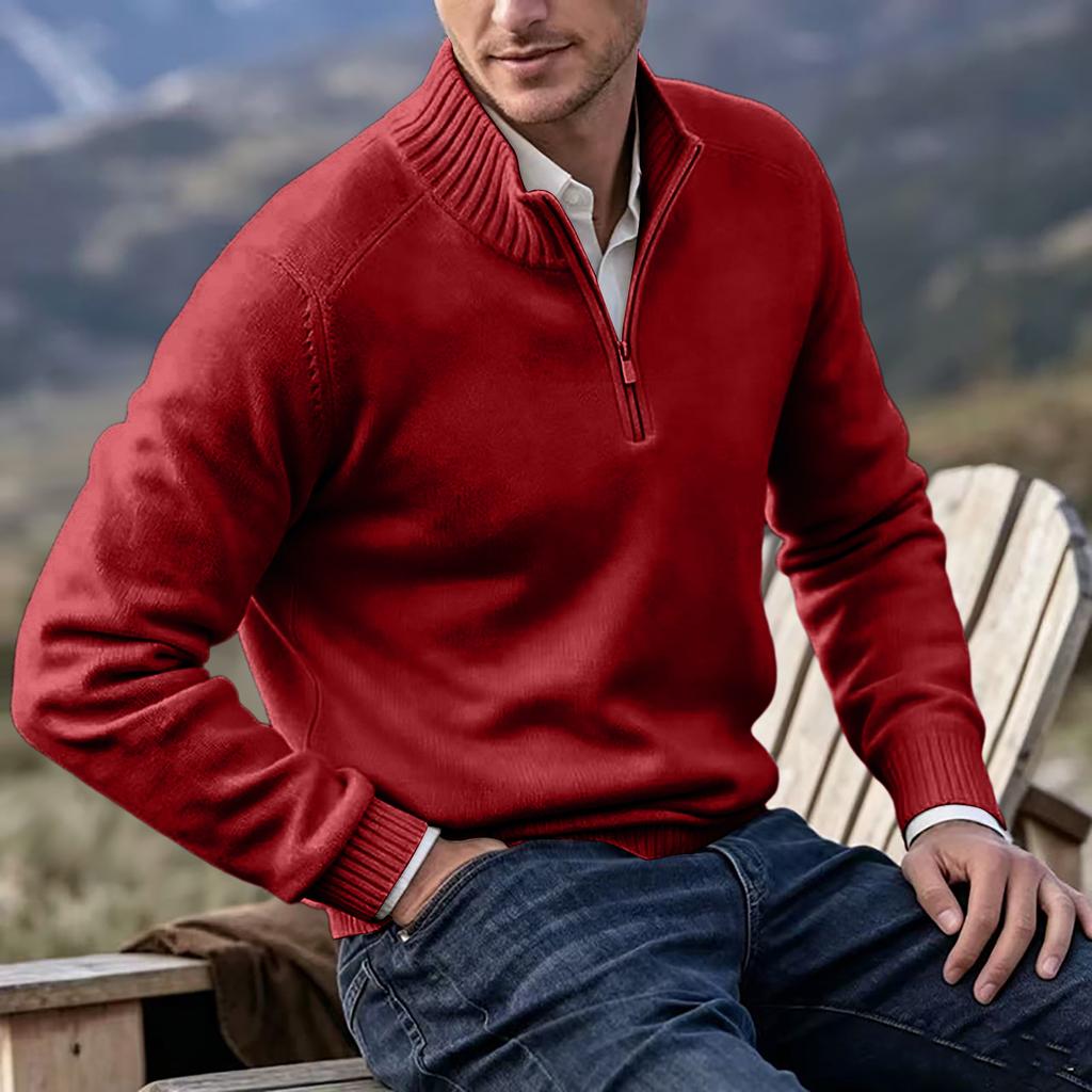 Men's Stand Collar Knit Sweater for Layering, Warm Casual Pullover for Fall and Winter, Multi-Color