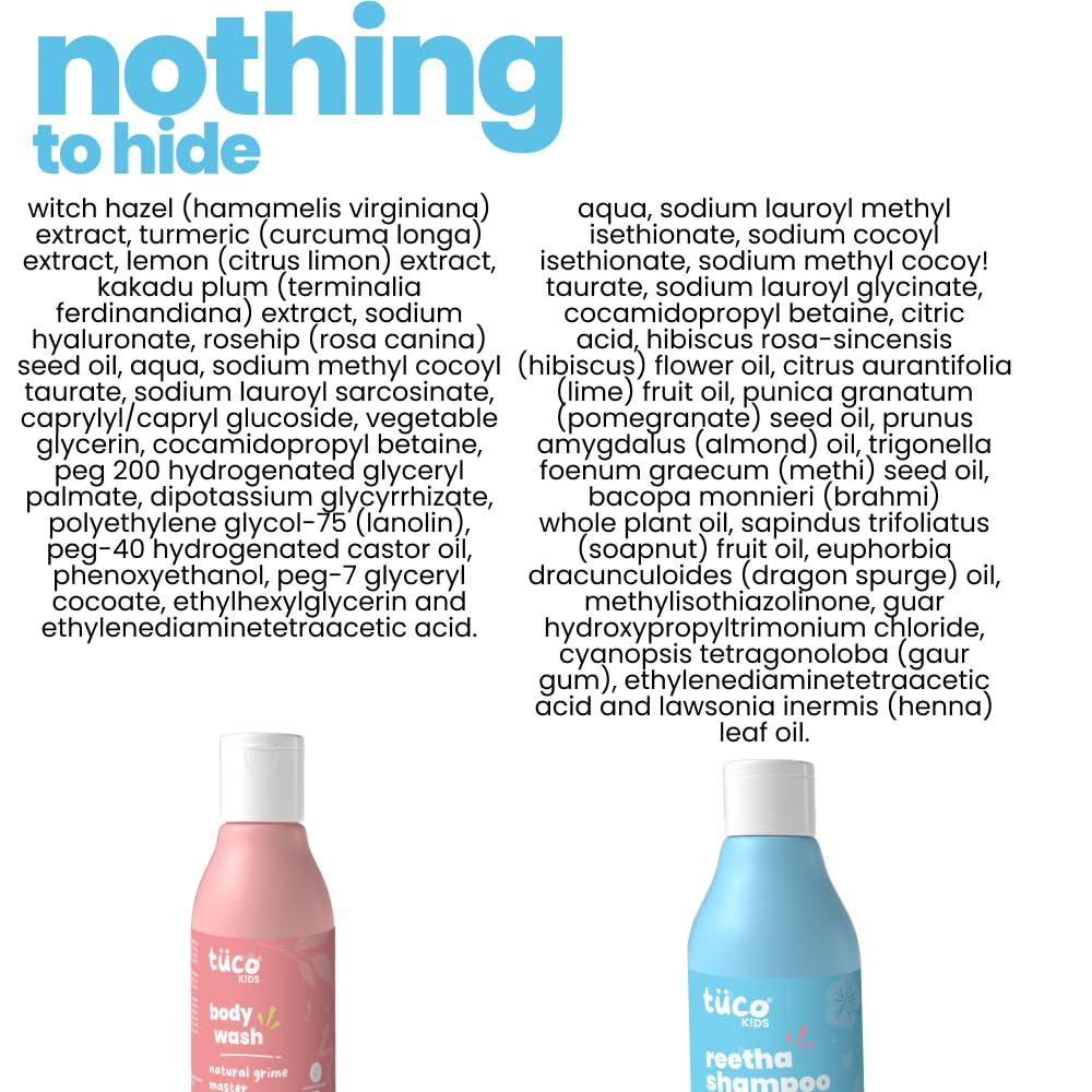 TuCo® Kids Łagodny Żel do Mycia Ciała i Szampon, Udowodniona Skuteczność - 100ml (Pakiet 2)