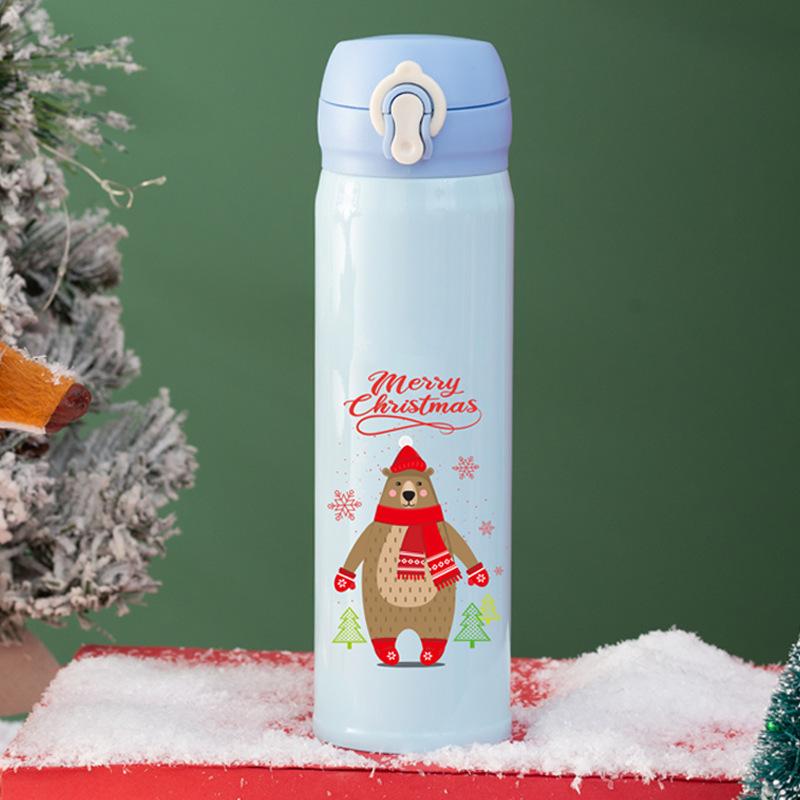 500ML Stainless Steel Bouncing Cover Vacuum Flask Thermos Cup Christmas & New Year For Gift Coffee Tea Milk Thermo Bottle Vacuum