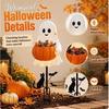 Halloween Ghost Candy Holder Garden Stake, Pumpkin Bowl Outdoor Yard Decor for Holiday Party
