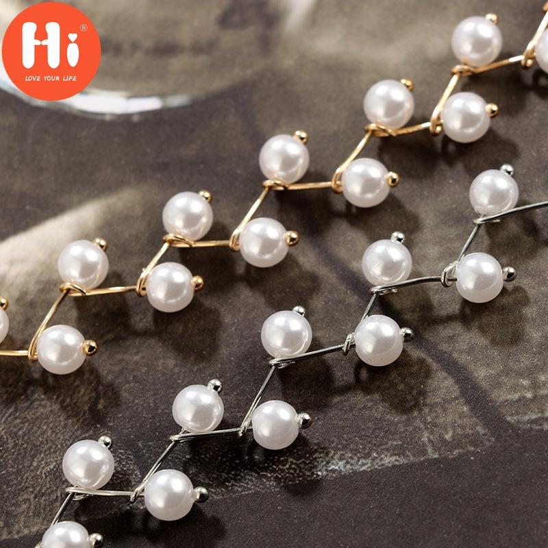 Hi Necklaces Elegant White Imitation Pearls Short Choker Necklace Handmade Neck Jewelry for Women