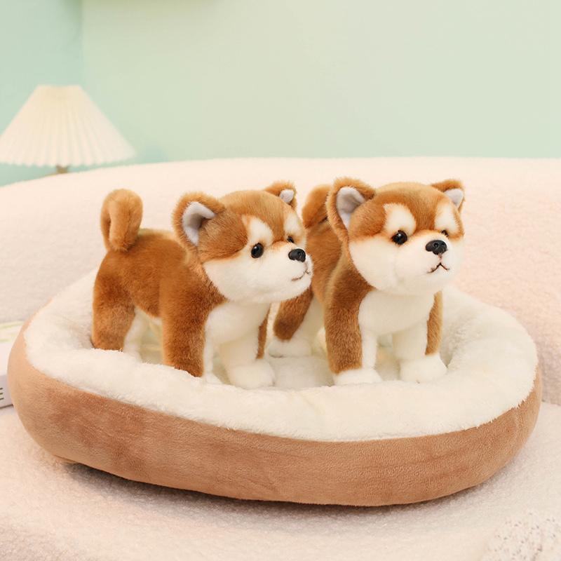 25/35CM Lovely Shiba Inu Plush Toy Lifelike Fluffy Dog Stuffed Toy Simulation Puppy Dolls for Birthday Gifts