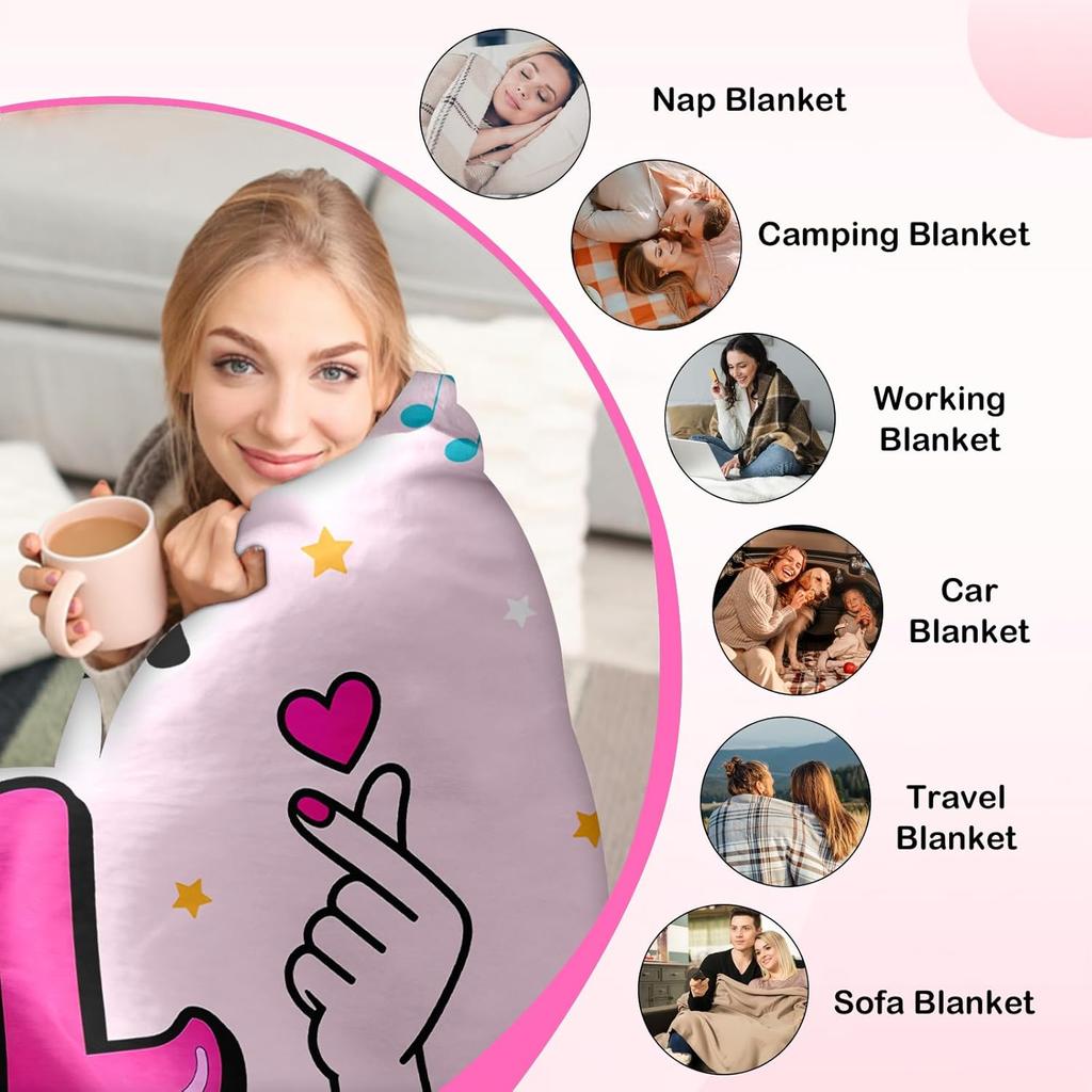 Just A Girl Blanket Flannel Blanket For K-POP LOVERS Soft Perfect Birthday Gift Home Bed Sofa Decor Outdoor Travelling Blanket