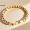 Elegant Titanium Steel Gold-Plated Open Bangle with Cross-Border Woven Design