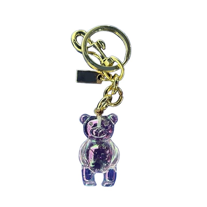 Bear Pendant Keychain Car Key Chain Bag Charms Cute Transparent Keychain Purse Handbag Pendant Lanyard Ornament For Keys Bag фиолетовый