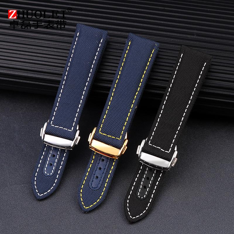 Blue nylon leather strap For Omega New Seamaster 300 Super Master AT150 Fabric Leather AQUA TERRA men's strap 19mm 20mm