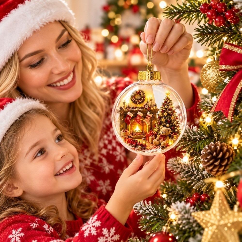 Transparent Christmas Ball Ornament Builtin LED Clear Acrylic Sphere  Night Lighting