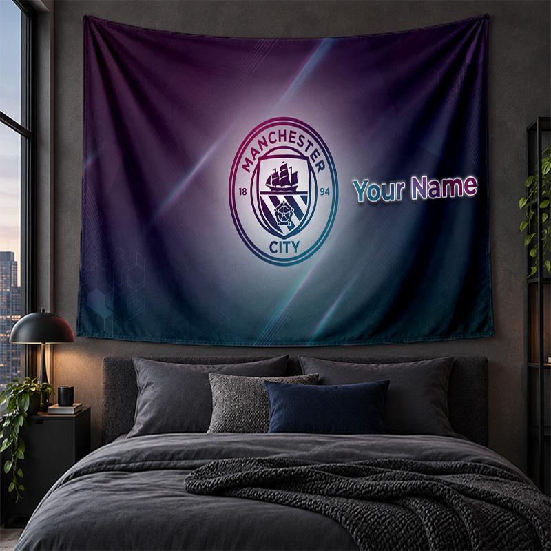 Personalisierte Wandbehang-Gobelin Manchester City Muster Kunst-Hintergrundtuch