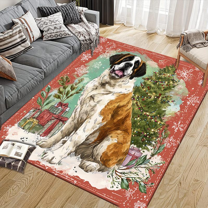 Christmas dog Home Sofa Decoration for Living Room & Bedroom, Non‑Slip Play Flannel Floor Mat for Game Room