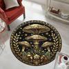 Fashion Golden Mushroom Pattern Round Rug, Non-Slip Washable Anti-Shedding Carpet for Living Room Bedroom Office Decor