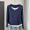 Look Due Pezzi da Donna Taglie Forti Maglietta a Maniche Lunghe - Stile Europeo Modellante, Perfetta per Primavera/Autunno