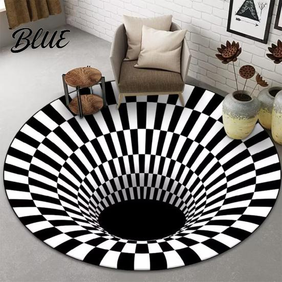 Geometric Anti-Skid Area Vision Bedroom Resistant Washable Carpet Wear Rug Round 3D Stereo Floor Mat