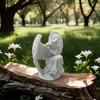 3D-printad ängelfigur, Liten hukande ängel Bordsdekoration, Vitvingad ängelskulptur för Hemträdgårdsdekoration