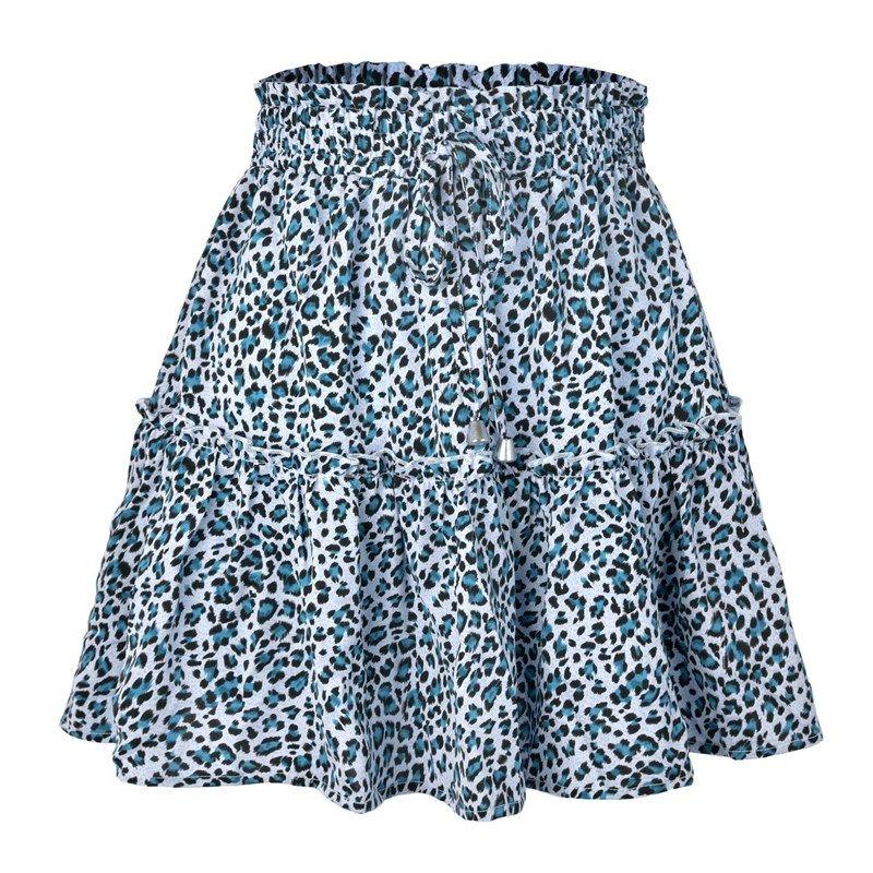 

2024 WOMEN S High Waist Fashion Printed Skirt Casual Sty LEOPARD BLUE M