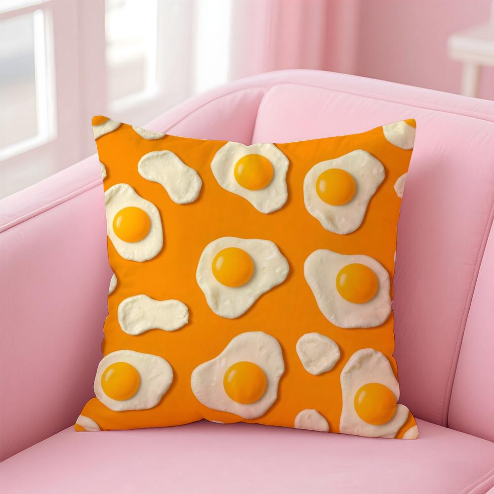 Yummy Cute Food Art Fried Egg Pizza Waffle Cushion Cover Pillow Case Soft Skin Friendly Fabric Concealed Zipper