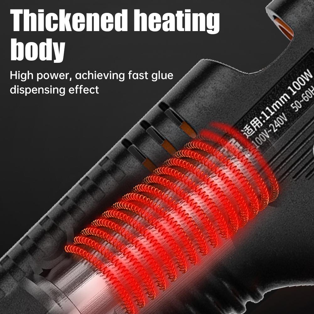 100W Hot Melt Glue Gun 180 ℃ High-power Glue Gun for 11mm Rubber Strip Fast Preheating Hot Melt Glue Gun EU US Plug